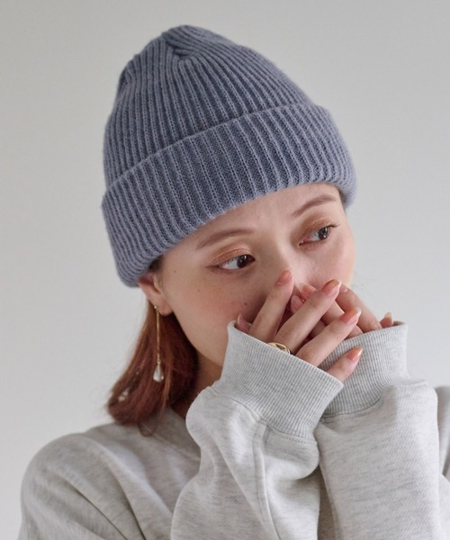 DISCOAT（ディスコート）の「メランジニットワッチ（ニットキャップ/ビーニー・レディース・ライトグレー/アイボリー/ブルー・FREE）」の5枚目の写真