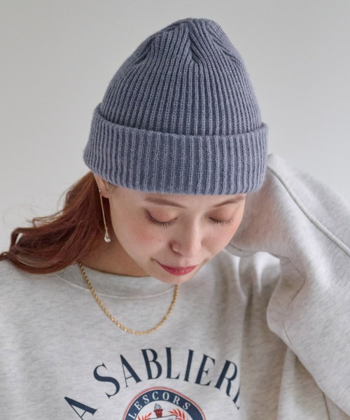 DISCOAT（ディスコート）の「メランジニットワッチ（ニットキャップ/ビーニー・レディース・ライトグレー/アイボリー/ブルー・FREE）」の8枚目の写真