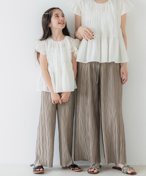 coca(coca)(コカ)の「キッズ 親子お揃いウェーブプリーツパンツ(その他パンツ・キッズ・ブラック/レオパード/カーキ/ドット/ライトグリーン/ブラウン/B/A/ライトブルー/チャコール/ライトベージュ/ベージュ/オレンジ・110/120/130/140/150)」の4枚目の写真