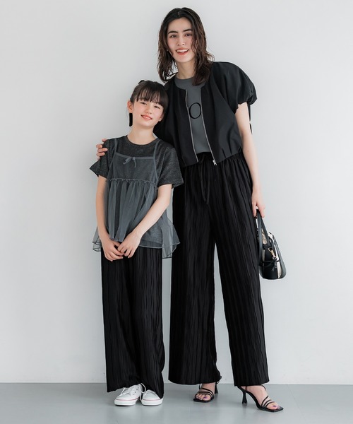 キッズ 親子お揃いウェーブプリーツパンツ（その他パンツ）｜coca