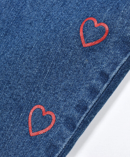 SLAP SLIP（スラップスリップ）の「らくのび裾フリルハートプリントストレッチデニムパンツ(90~130cm)（デニムパンツ・キッズ・ネイビー/ブルー・110cm/120cm/130cm/100cm/90cm）」の13枚目の写真