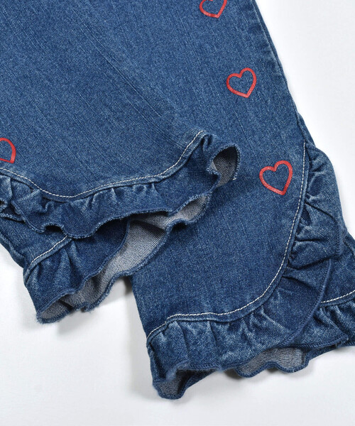 SLAP SLIP（スラップスリップ）の「らくのび裾フリルハートプリントストレッチデニムパンツ(90~130cm)（デニムパンツ・キッズ・ネイビー/ブルー・110cm/120cm/130cm/100cm/90cm）」の14枚目の写真