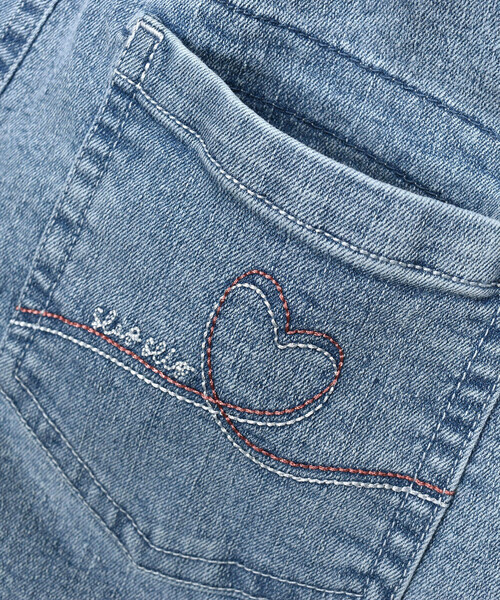 SLAP SLIP（スラップスリップ）の「らくのび裾フリルハートプリントストレッチデニムパンツ(90~130cm)（デニムパンツ・キッズ・ネイビー/ブルー・110cm/120cm/130cm/100cm/90cm）」の21枚目の写真