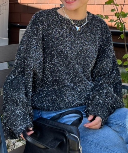 NOMINE(ノミネ)の「ラメシャギードルマンニット(ニット/セーター・レディース・シルバー/グリーン/パープル/ライトグレー/ゴールド・フリー)」の5枚目の写真