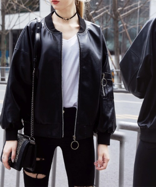 gossip！ロサンゼルス（ゴシップロサンゼルス）の「YUGA　PUレザー　ジャケット（その他アウター・レディース・ブラック・XL/M/L）」の3枚目の写真