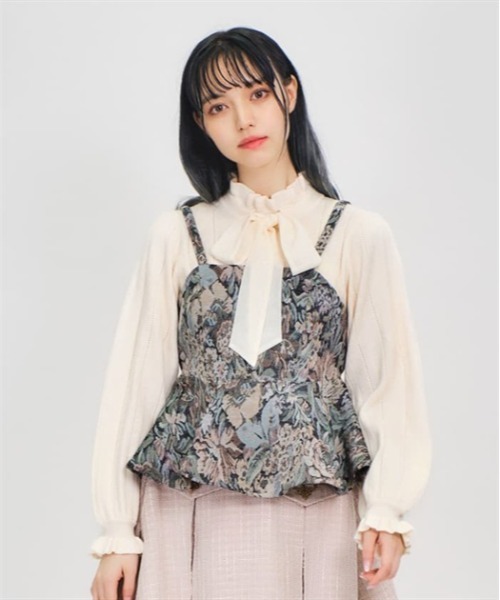 axes femme POETIQUE（アクシーズファムポエティック）の「バックリボンペプラムビスチェ（ベスト・レディース・キナリ/ブラック/グリーン・MEDIUM）」の3枚目の写真