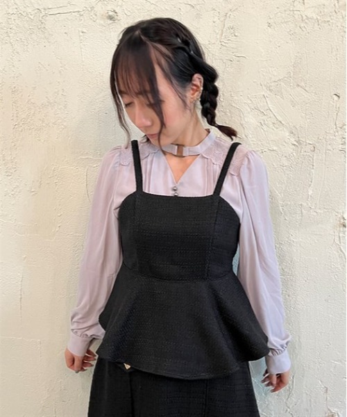 axes femme POETIQUE（アクシーズファムポエティック）の「バックリボンペプラムビスチェ（ベスト・レディース・キナリ/ブラック/グリーン・MEDIUM）」の2枚目の写真