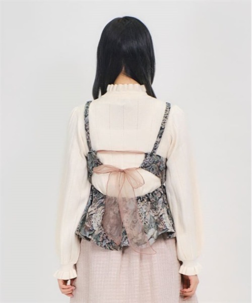 axes femme POETIQUE（アクシーズファムポエティック）の「バックリボンペプラムビスチェ（ベスト・レディース・キナリ/ブラック/グリーン・MEDIUM）」の5枚目の写真
