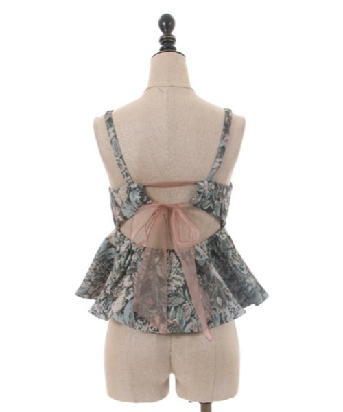 axes femme POETIQUE（アクシーズファムポエティック）の「バックリボンペプラムビスチェ（ベスト・レディース・キナリ/ブラック/グリーン・MEDIUM）」の8枚目の写真