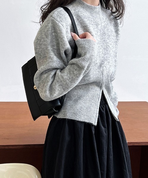 セール】フロントZIPリブニットトップス（ニット/セーター