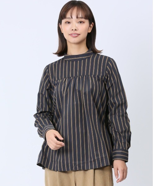 m.f.editorial（エムエフエディトリアル）の「【WEB限定販売】m.f.エディトリアル レディース 起毛 スタンドカラープルオーバー長袖ブラウス（シャツ/ブラウス・レディース・ワインレッド/ネイビー・MEDIUM/LARGE/S）」の2枚目の写真