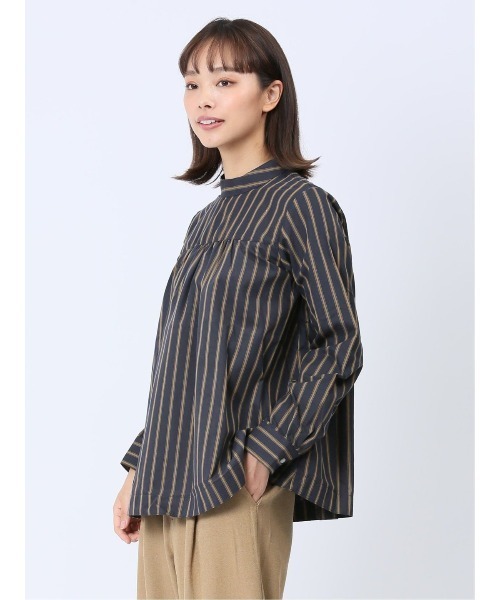 m.f.editorial（エムエフエディトリアル）の「【WEB限定販売】m.f.エディトリアル レディース 起毛 スタンドカラープルオーバー長袖ブラウス（シャツ/ブラウス・レディース・ワインレッド/ネイビー・MEDIUM/LARGE/S）」の14枚目の写真