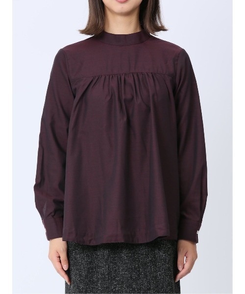 m.f.editorial（エムエフエディトリアル）の「【WEB限定販売】m.f.エディトリアル レディース 起毛 スタンドカラープルオーバー長袖ブラウス（シャツ/ブラウス・レディース・ワインレッド/ネイビー・MEDIUM/LARGE/S）」の19枚目の写真