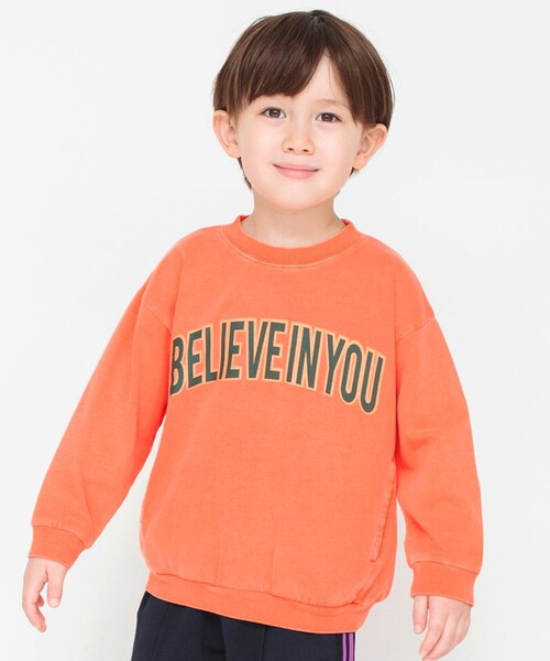 BRANSHES（ブランシェス）の「ピグメント加工/長袖プルオーバー（スウェット・キッズ・チャコールグレー/オレンジ・90/100/110/120/130/140/150）」の2枚目の写真