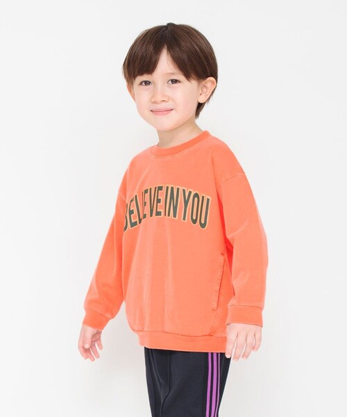 BRANSHES（ブランシェス）の「ピグメント加工/長袖プルオーバー（スウェット・キッズ・チャコールグレー/オレンジ・90/100/110/120/130/140/150）」の3枚目の写真