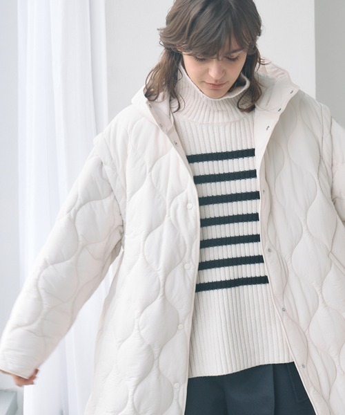 LE CIEL BLEU(ルシェルブルー)の「2ウェイパッドコクーンコート / 2way Padded Cocoon Coat(その他アウター・レディース・オフホワイト/ブラック・36)」の9枚目の写真