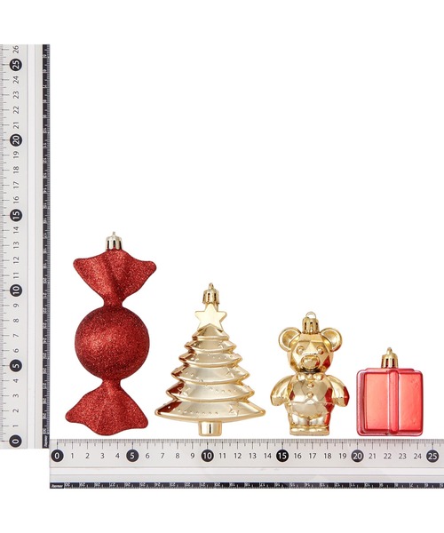 　クリスマスオーナメント セール】セットオーナメント モチーフ 26個 レッド（インテリア雑貨