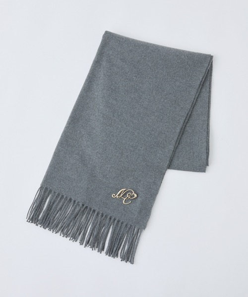 NKNIT マフラー　ブラック　ブローチ付き NKNIT マフラー ブラック ブローチ付き マイメロディ&クロミ 刺繍