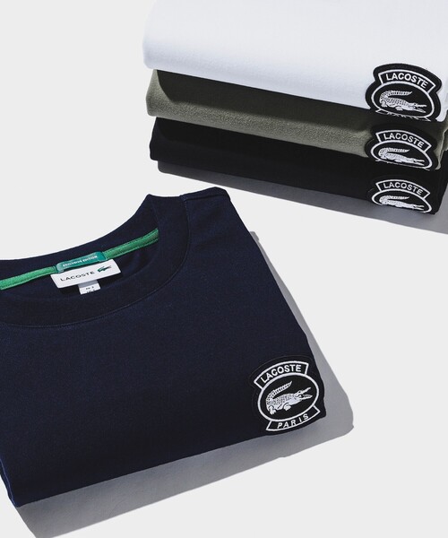 LACOSTE(ラコステ)の「LACOSTE for BEAMS / 別注 アーカイブロゴ Tシャツ(Tシャツ/カットソー・メンズ・ブラック/オリーブ/ホワイト/ネイビー・1/2/3/4/5)」の4枚目の写真