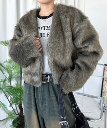 ショート丈フェイクファーブルゾン