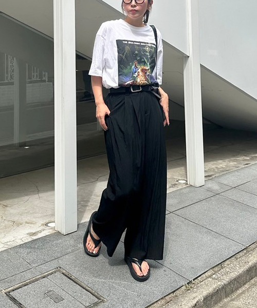 LIENCOEUR（リアンクール）の「フロントタックワイドパンツ（スラックス・レディース・ブラック/アイボリー/グレー・MEDIUM/SMALL）」の6枚目の写真