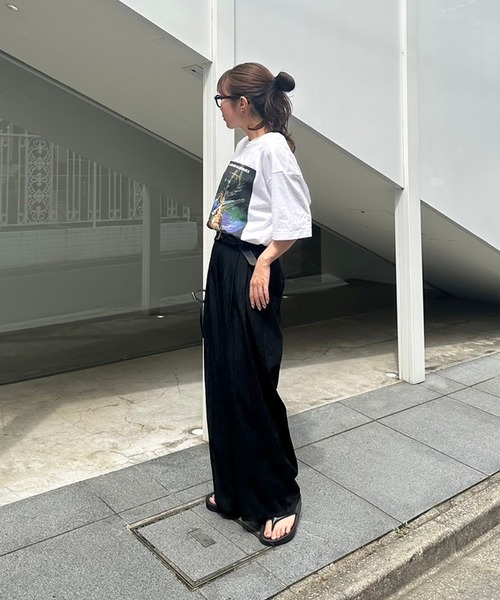 LIENCOEUR（リアンクール）の「フロントタックワイドパンツ（スラックス・レディース・ブラック/アイボリー/グレー・MEDIUM/SMALL）」の5枚目の写真