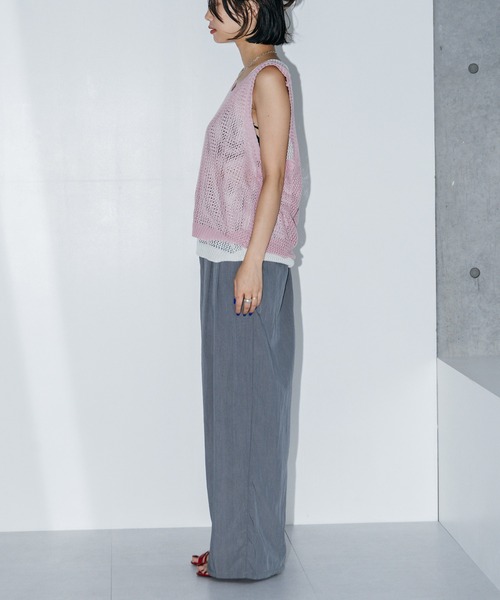 LIENCOEUR（リアンクール）の「フロントタックワイドパンツ（スラックス・レディース・ブラック/アイボリー/グレー・MEDIUM/SMALL）」の21枚目の写真