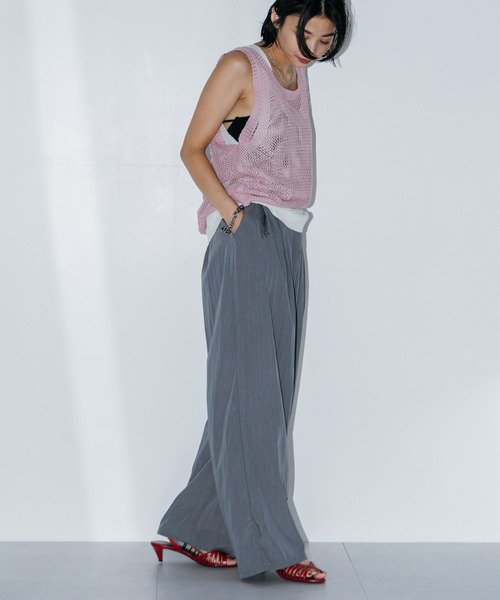 LIENCOEUR（リアンクール）の「フロントタックワイドパンツ（スラックス・レディース・ブラック/アイボリー/グレー・MEDIUM/SMALL）」の17枚目の写真