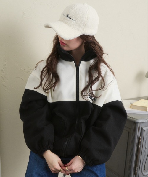 Ada.（エイダ）の「【ボア トラックジャケット】バイカラーオーバー ブルゾン（ブルゾン・レディース・ネイビー/ブラック/グリーン・FREE）」の6枚目の写真