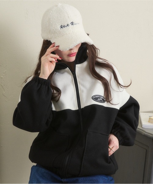 Ada.（エイダ）の「【ボア トラックジャケット】バイカラーオーバー ブルゾン（ブルゾン・レディース・ネイビー/ブラック/グリーン・FREE）」の8枚目の写真