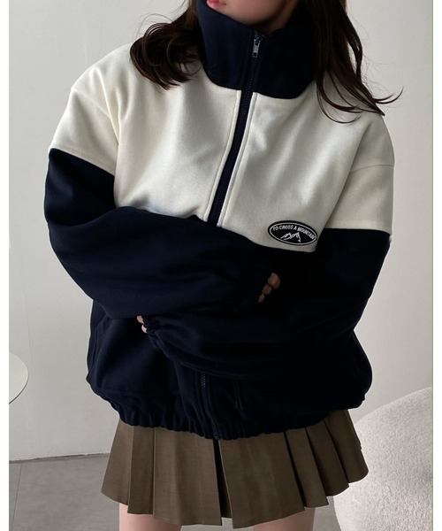 Ada.（エイダ）の「【ボア トラックジャケット】バイカラーオーバー ブルゾン（ブルゾン・レディース・ネイビー/ブラック/グリーン・FREE）」の15枚目の写真