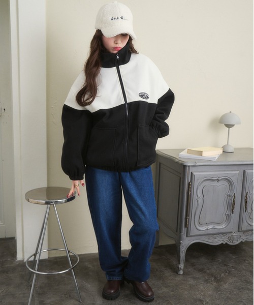 Ada.（エイダ）の「【ボア トラックジャケット】バイカラーオーバー ブルゾン（ブルゾン・レディース・ネイビー/ブラック/グリーン・FREE）」の19枚目の写真