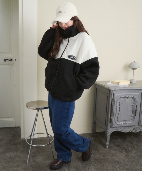 Ada.（エイダ）の「【ボア トラックジャケット】バイカラーオーバー ブルゾン（ブルゾン・レディース・ネイビー/ブラック/グリーン・FREE）」の20枚目の写真