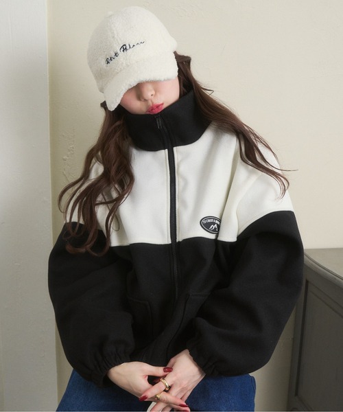 Ada.（エイダ）の「【ボア トラックジャケット】バイカラーオーバー ブルゾン（ブルゾン・レディース・ネイビー/ブラック/グリーン・FREE）」の7枚目の写真