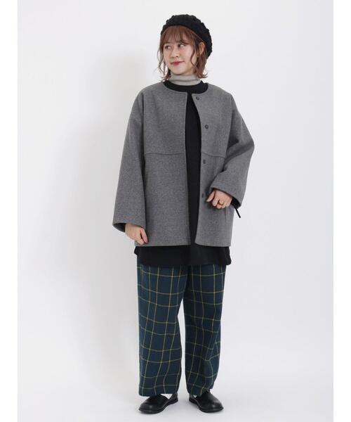 Samansa Mos2（サマンサ モスモス）の「ウーリーライク切替ショートコート（その他アウター・レディース・ピンク/グレー/チャコールグレー/キナリ・F）」の17枚目の写真