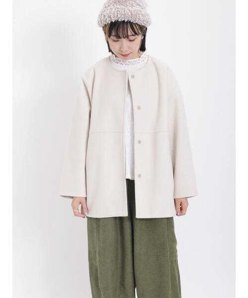 Samansa Mos2（サマンサ モスモス）の「ウーリーライク切替ショートコート（その他アウター・レディース・ピンク/グレー/チャコールグレー/キナリ・F）」の16枚目の写真