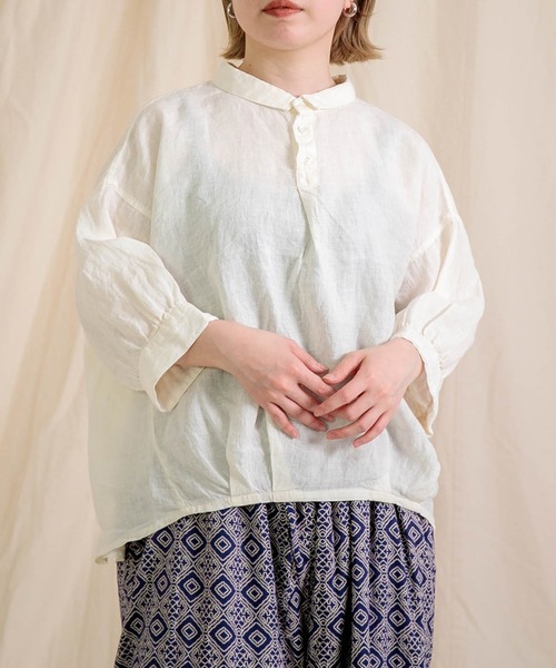 Brocante バロンロンシャツ　別注カラー　Blue サイズ2 Brocante / ブロカント] リネンキャンバス バロンシャツ