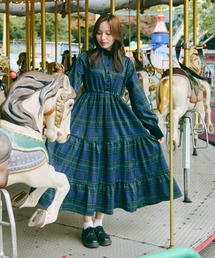 kutir | 【クティールとレトロ】セット着用可チェックティアードワンピース(ワンピース)