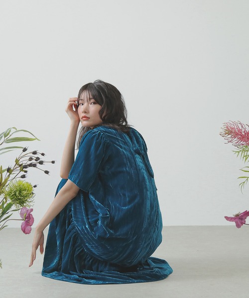 Kana(カナ)の「ベロア ボウタイ 裾ティアード ワンピース パーティー ドレス 結婚式 お呼ばれ オケージョン(ドレス・レディース・グリーン系その他2/ブラウン/ブラック・M)」の10枚目の写真