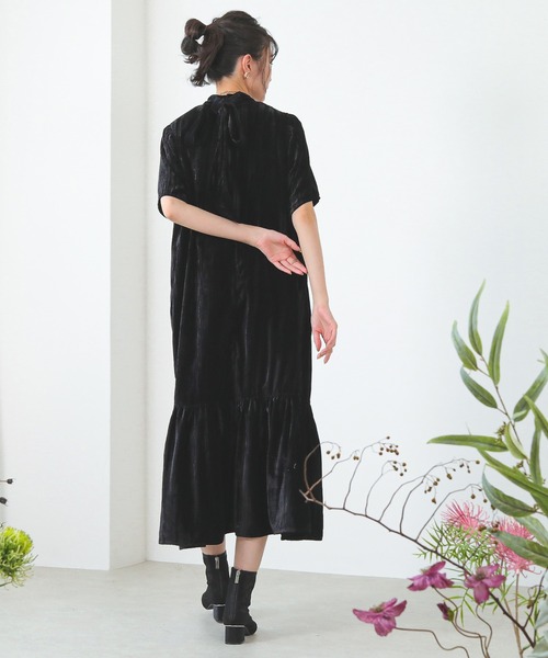 Kana(カナ)の「ベロア ボウタイ 裾ティアード ワンピース パーティー ドレス 結婚式 お呼ばれ オケージョン(ドレス・レディース・グリーン系その他2/ブラウン/ブラック・M)」の22枚目の写真
