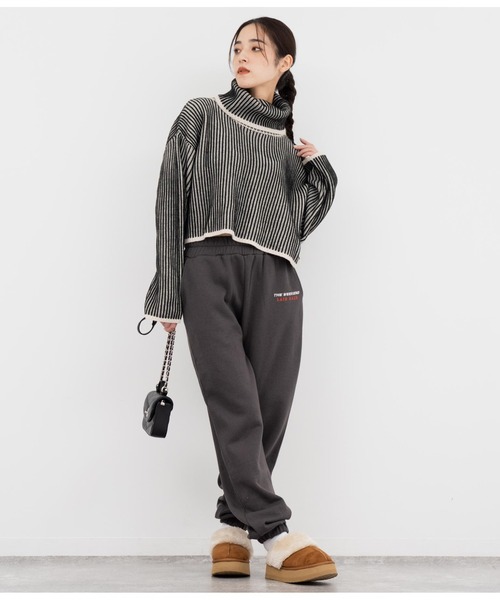 ANAP（アナップ）の「ワンポイント刺繍裏起毛スウェットジョガーパンツ（スウェットパンツ・レディース・スミクロ/ベージュ/ライトグレー・FREE）」の6枚目の写真