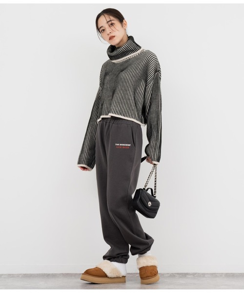ANAP（アナップ）の「ワンポイント刺繍裏起毛スウェットジョガーパンツ（スウェットパンツ・レディース・スミクロ/ベージュ/ライトグレー・FREE）」の7枚目の写真