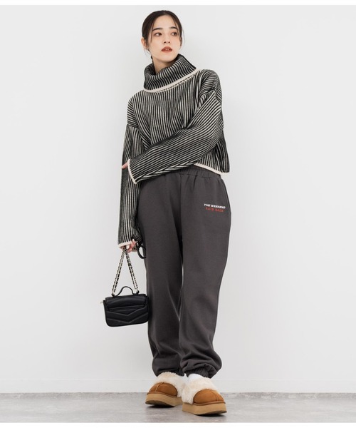 ANAP（アナップ）の「ワンポイント刺繍裏起毛スウェットジョガーパンツ（スウェットパンツ・レディース・スミクロ/ベージュ/ライトグレー・FREE）」の5枚目の写真