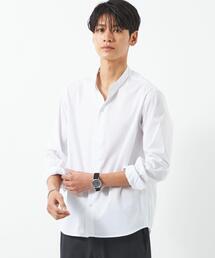 green label relaxing | 【WEB限定】JUSTFIT バンドカラー スキッパー 長袖 シャツ(シャツ/ブラウス)