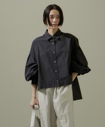 【雑誌掲載】ボリュームスリーブクロップドブラウス　無地/ストライプ