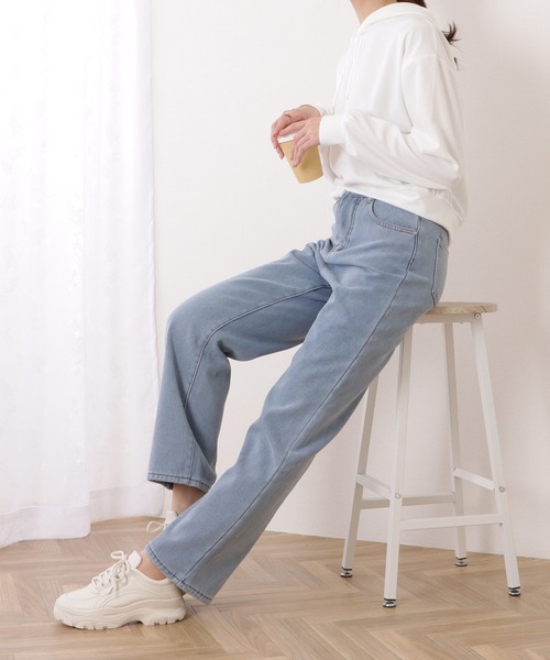 Lace Ladies（レースレディース）の「裏シャギーハイウエストボリュームデニムパンツ（デニムパンツ・レディース・ブルー/ブラック・L/S/XL/M）」の14枚目の写真