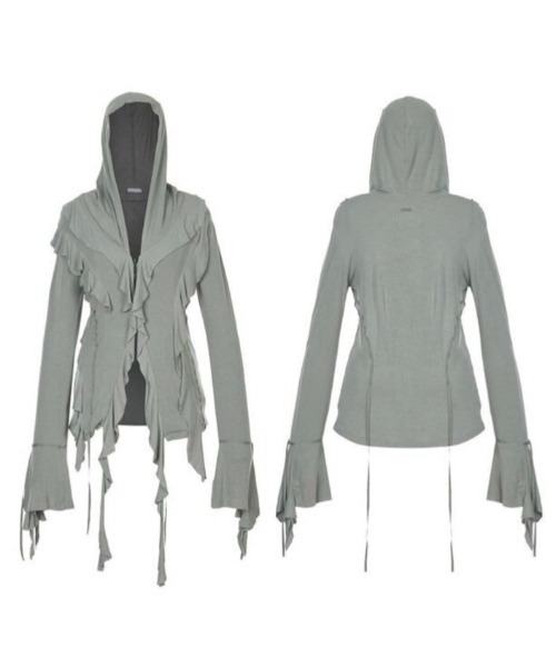 NACHE（ナチェ）の「韓国ブランド NACHE ナチェ RUFFLE HOODIE SHIRT トップス オーバーサイズ フーディー パーカー フード 長袖トップス フリル フリルデザイン（パーカー・レディース・ブラック/ライトグリーン・ONE SIZE）」の14枚目の写真