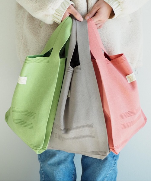 Legato Largo（レガートラルゴ）の「【Legato Largo】ニットバッグ（トートバッグ・レディース・ピンク/グリーン/グレー・FREE）」の5枚目の写真