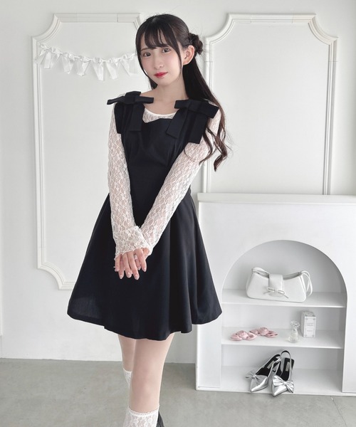 Loueme（ルエム）の「ウエストタックリボンフレアワンピース