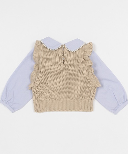 petit main（プティマイン）の「【リンク】パールニットドッキングトップス(キッズ)（シャツ/ブラウス・キッズ・ブラック/グレー/ベージュ・110cm/80ｃｍ/100cm/120cm/130cm/90cm）」の13枚目の写真